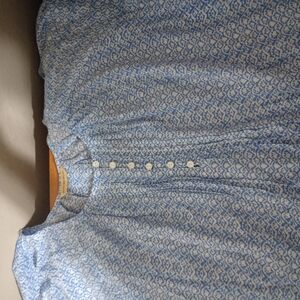 Blue and White Patterned Blouse